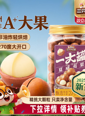 三只松鼠_量贩夏威夷果500g大颗粒罐装坚果孕妇健康早餐休闲零食