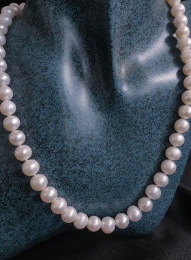 fever博主同款天然淡水珍珠项链经典白色强光925纯银扣高级感设计