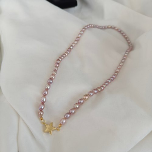 48cm天然淡水紫珍珠星星项链