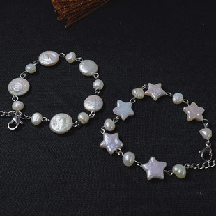 星星月亮真正的珍珠手链手工原创设计天然淡水珍珠手串小女生礼物