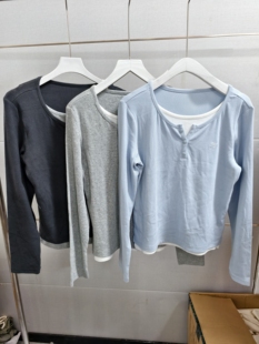 T恤打底衫 假两件圆领内搭长袖 F09W25305 新款 热女士2025年秋季