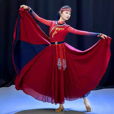 蒙古舞蹈演出服开场舞大摆长裙