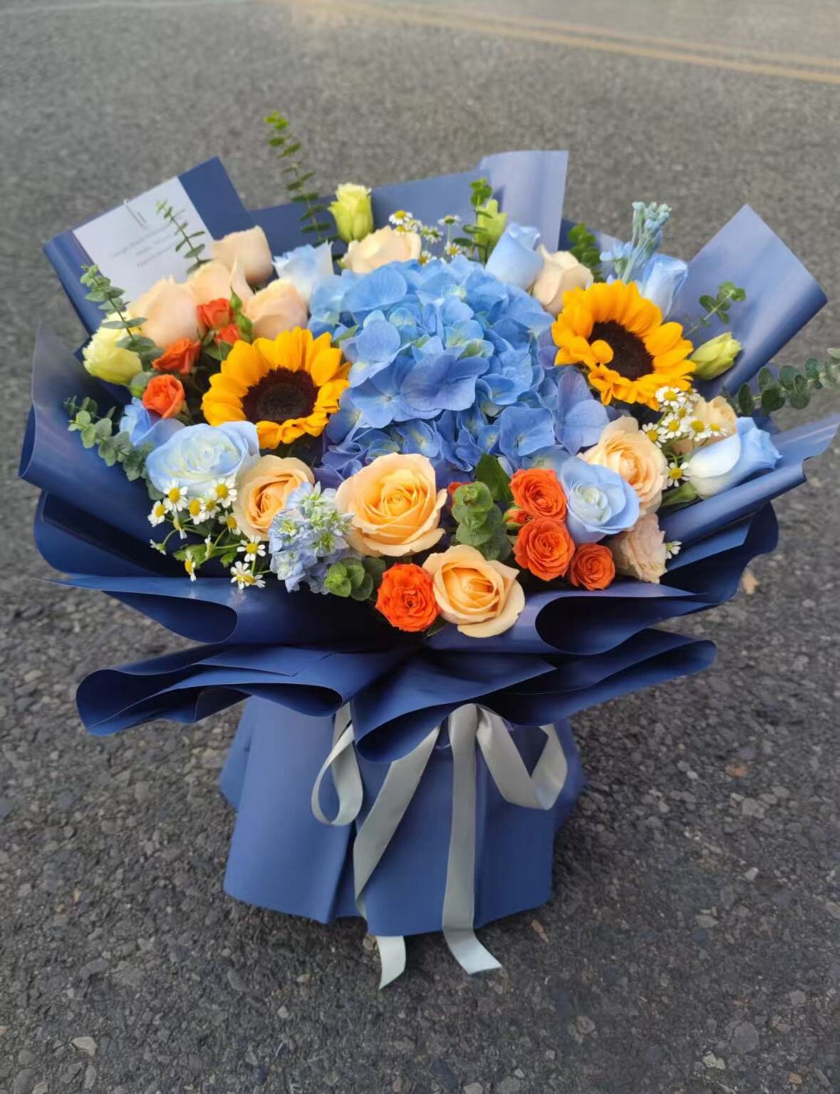 教师节绣球向日葵花束生日鲜花礼物祝贺长春同城速递上门