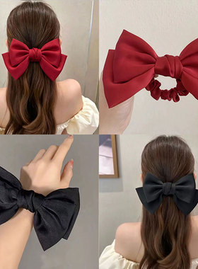 红色蝴蝶结发圈大肠头绳女新款高级儿童女生头发黑色皮筋头饰发绳