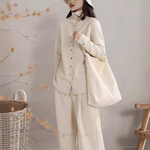 2025春秋季文艺女装高端知性气质女套装设计师新款高领外套长裤套