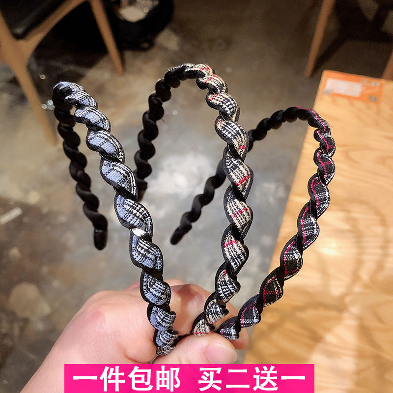 发箍女韩国格子轻巧百搭外出头箍简约发捆洗脸压发敷面膜成人发卡