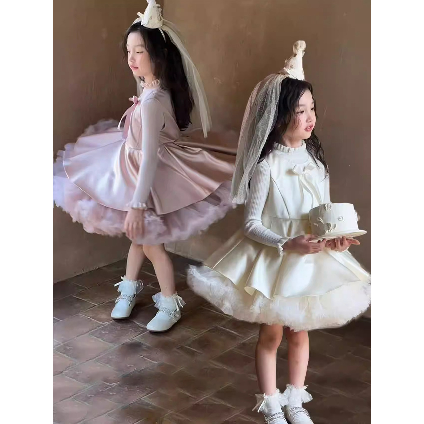 女童生日公主裙2026新款法式芭蕾风花童小女孩婚纱礼服重工高级感