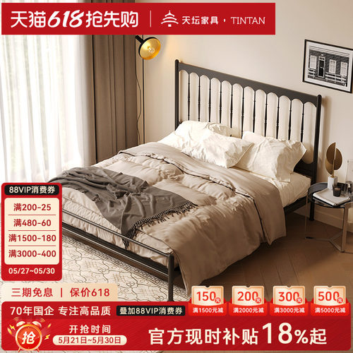 天坛家具双人北欧铁艺床
