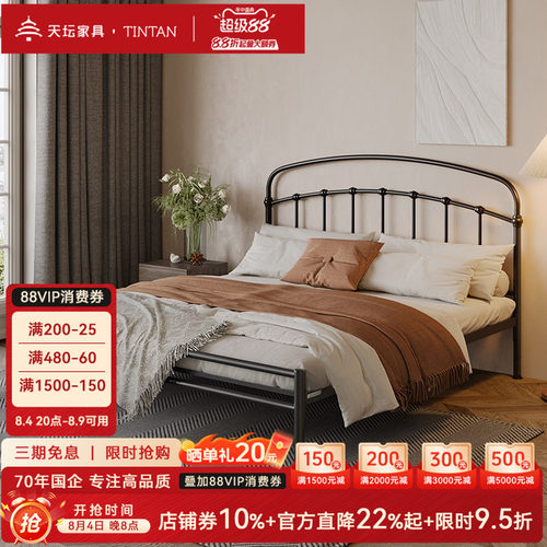 天坛铁艺床架子金属简约双人床
