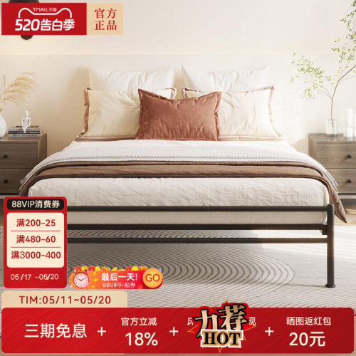 天坛家具简约现代双人无床头铁床
