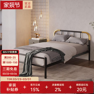 天坛家具官方正品铁艺床双人床加厚加固现代简约床铁无漆无胶铁床