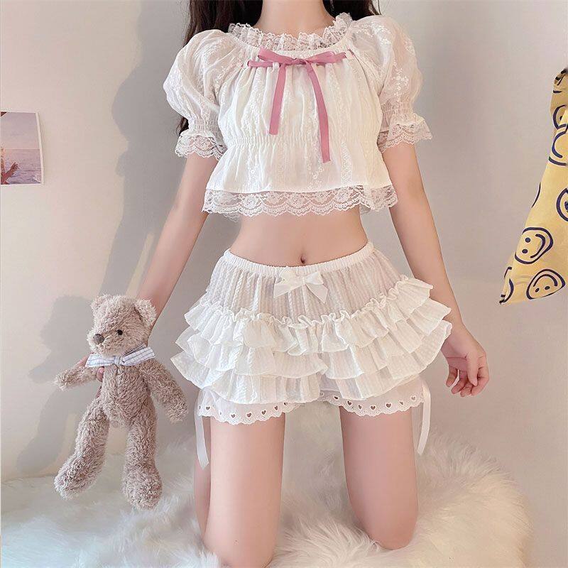 lolita南瓜裤女夏季天荷叶边蓬蓬防走光打底裤裙撑短裤jk安全裤子