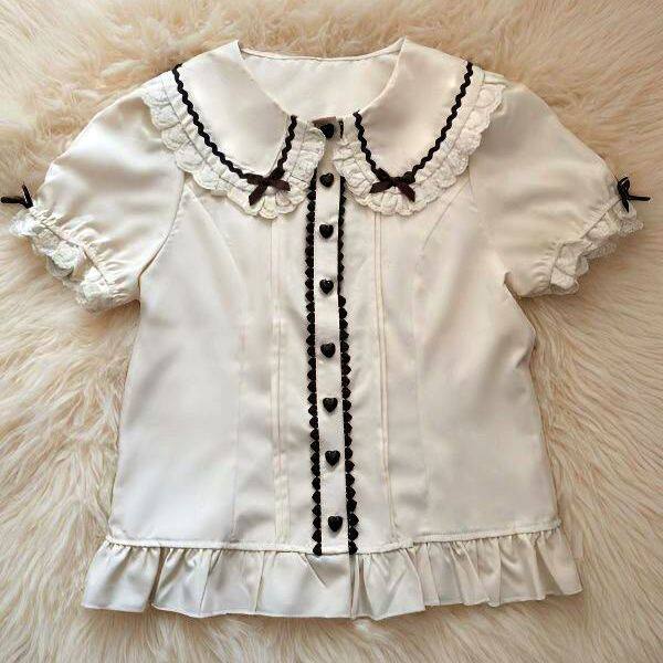 lolita内搭洛丽塔灯笼袖长袖娃娃领可爱日系衬衫蝴蝶结新款衬衣
