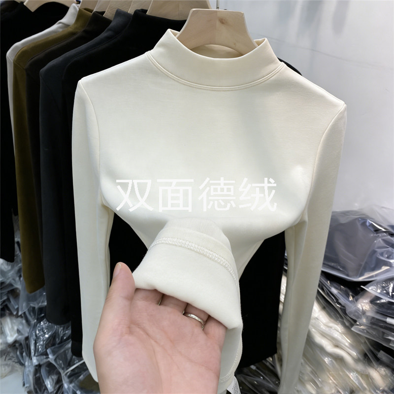 双面德绒打底衫女士秋冬季百搭保暖T恤半高领加厚磨毛上衣自发热,女装/女士精品,T恤,淘宝优惠券,粉丝福利购,淘宝优惠卷