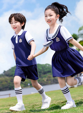 校服小学生夏季短袖班服儿童运动会服装幼儿园园服学院风合唱套装