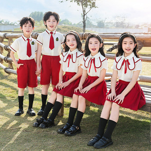 幼儿园园服夏季小学生校服短袖套装儿童班服六一毕业照英伦风定制