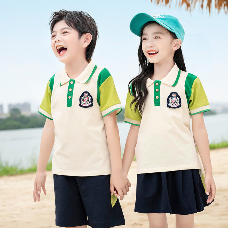 小学生校服夏装幼儿园园服毕业照学院风纯棉运动儿童套装夏季班服