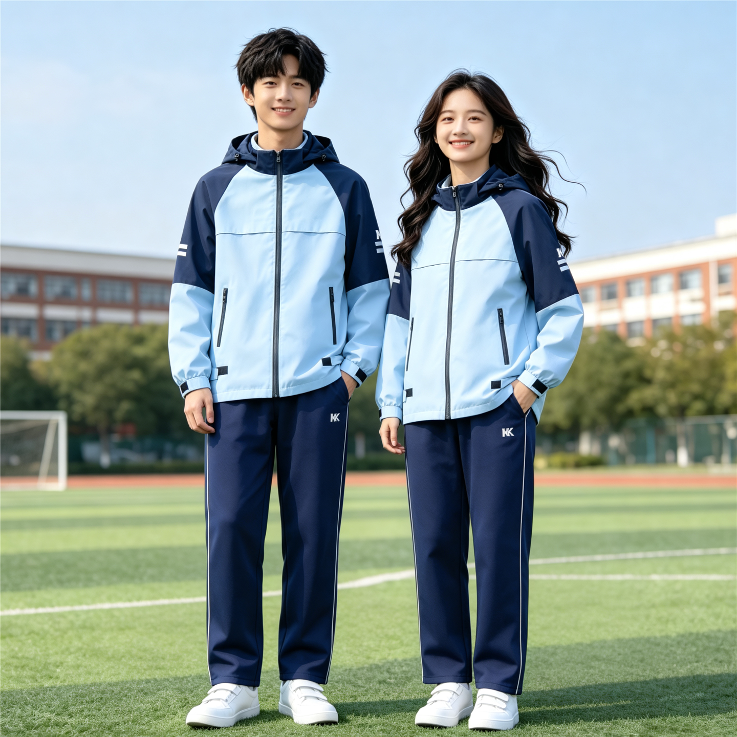 海口市统一校服一市一款中小学生班服冲锋衣秋冬装高中班服三件套