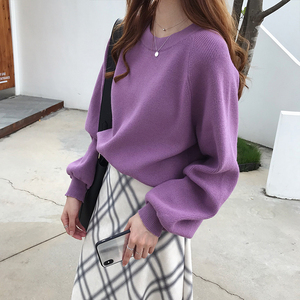 简约纯色套头针织衫