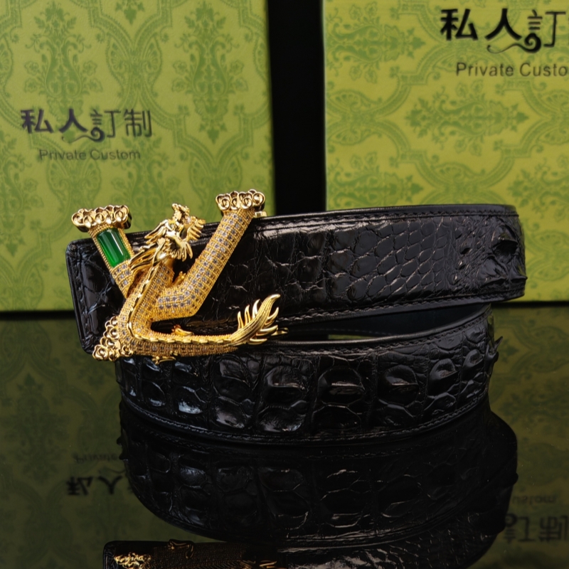 男士龙形镶钻内穿皮带扣头不锈钢平滑扣百搭腰带配件鳄鱼皮腰带