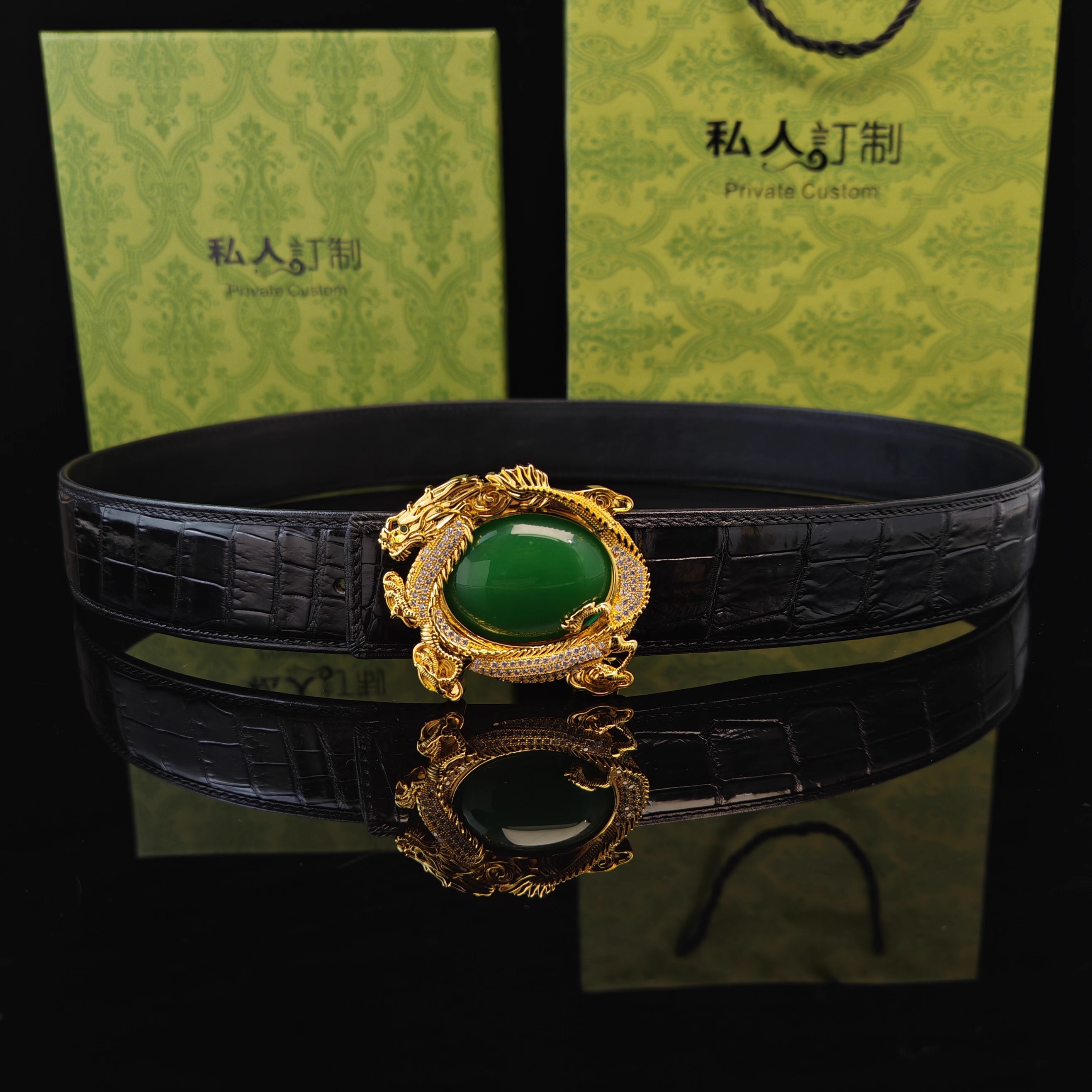 男士龙形镶钻内穿皮带扣头不锈钢平滑扣百搭腰带配件鳄鱼皮腰带