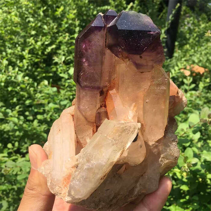 天然紫水晶标本骨干原石摆件 包裹流动水胆 一物一图水晶宝石