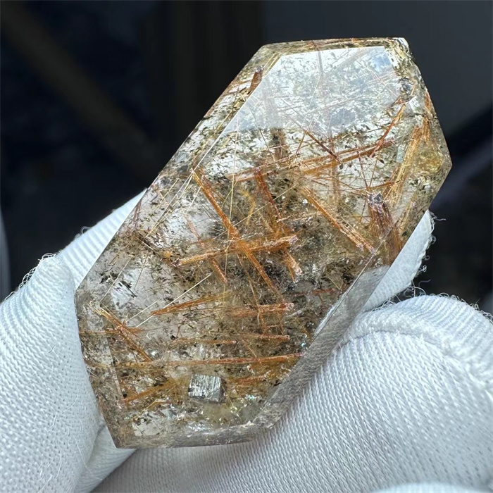 天然铜发晶 黄铁矿 幽灵共生随形吊坠 一物一图水晶宝石