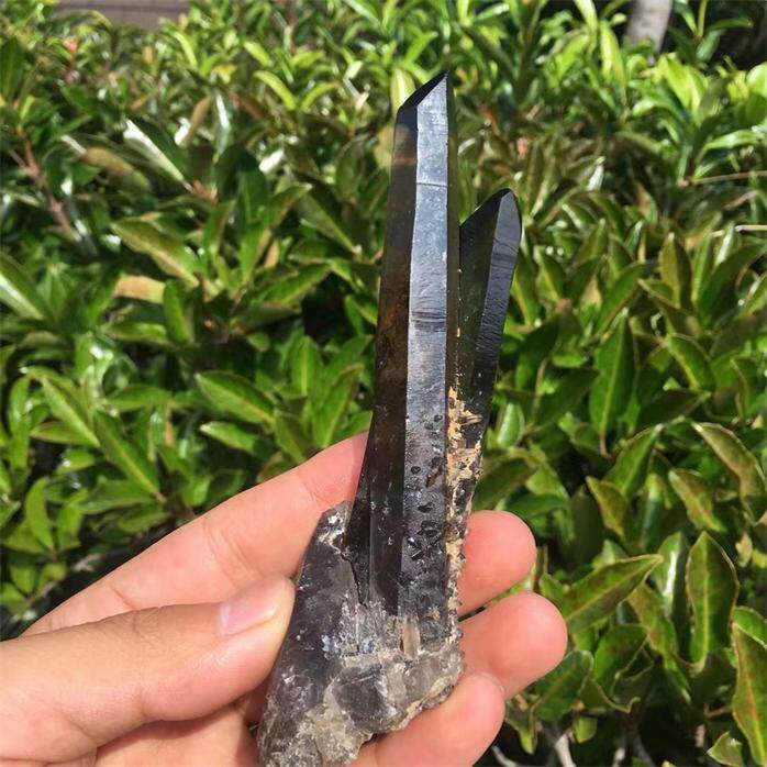 天然双生茶水晶原石摆件 一物一图水晶宝石