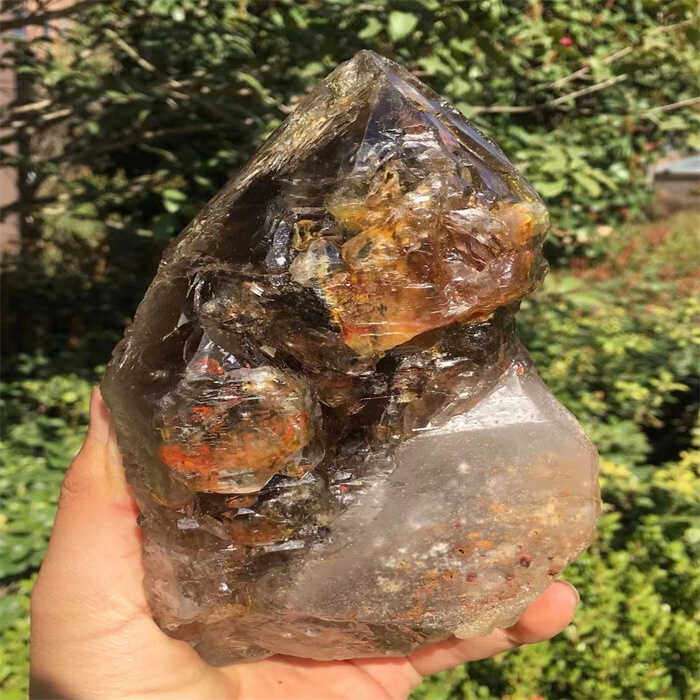 开窗 天然巴西茶水晶骸骨骨干原石摆件 古老水晶宝石 一物一图