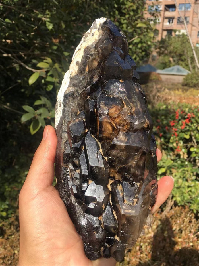 天然巴西茶水晶骸骨城堡骨干原石摆件 古老水晶宝石 一物一图