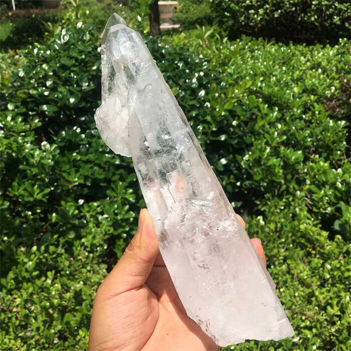 天然巴西白水晶双生双尖骨干原石柱子 一物一图水晶宝石