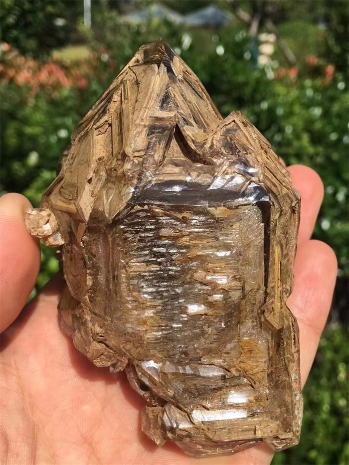 精品 开窗喜马拉雅双尖骸骨骨干原石摆件 巴基斯坦水晶宝石