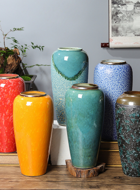 32CM高景德镇陶瓷花瓶家居软装样板房酒店新中式花瓶干花摆件花器