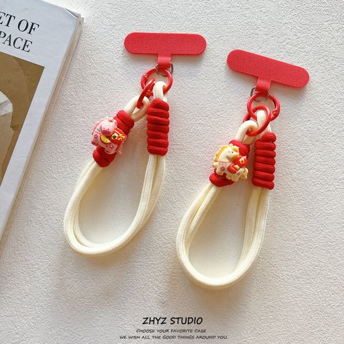 ins立体可爱小马手机挂绳编织腕带手提短绳带夹片壳ccd相机钥匙扣