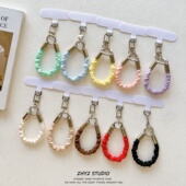 纯色创意小肠布艺褶皱迷你手机短挂绳钥匙扣指环绳创意手指绳结实