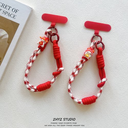 手机挂绳卡通福猫咪红编织手腕短绳壳手提腕带钥匙扣户外旅游防丢