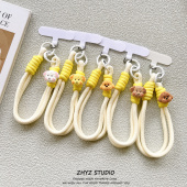 ins立体可爱狗狗手机挂绳编织腕带手提短绳带夹片ccd钥匙扣防丢女