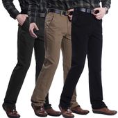 男装 清仓断码 秋冬厚款 高腰宽松直筒中年商务休闲裤 男士 纯棉休闲裤