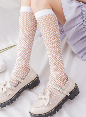 小腿袜女夏季薄款白色jk暗黑袜子黑色渔网袜中筒网袜半筒丝袜半截