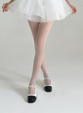 JK黑丝女春夏薄款透肉烫钻性感黑色连裤袜日系甜美Lolita白色丝袜