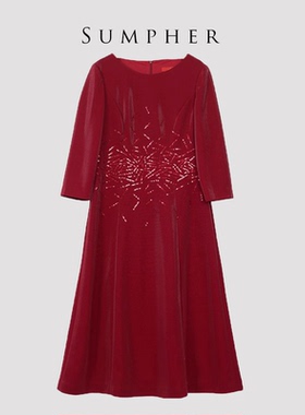 六礼专柜宴会上档次女装高端轻奢喜婆婆品牌礼服红色连衣裙-17296