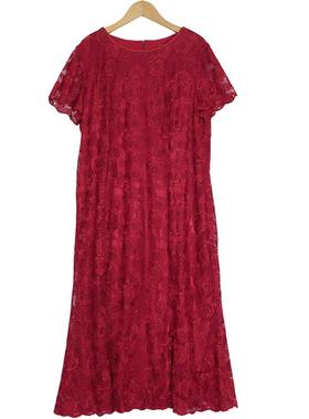 六礼宴会上档次女装高端轻奢喜婆婆品牌礼服酒红色连衣裙-17119