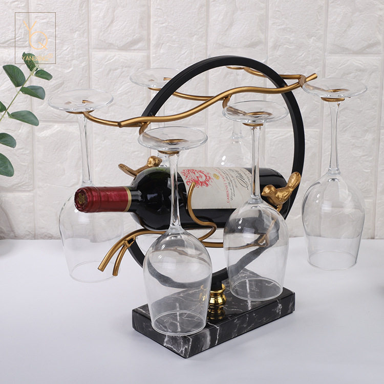 厂家直供创意红酒吊杯架中国风铁艺红酒杯架倒挂新中式铁艺红酒架