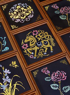 手工金箔螺钿画材料包diy创意螺片相框画家居装饰摆件金箔画礼物