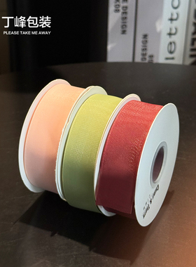 丁峰·2.5cm纱织彩带 果冻纱 蝴蝶结绑带礼盒花篮装饰打结丝带