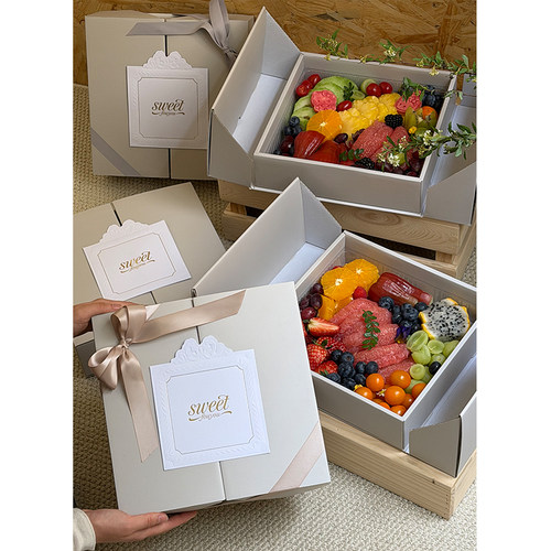 高档果切拼盘包装盒水果茶歇通用