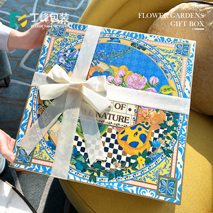 丁峰·烫金水果礼品盒8-10斤装款手绘插画包装盒混搭通用款空盒子