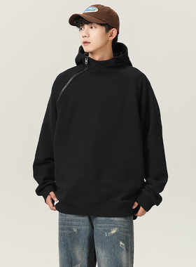 Desso美式设计感潮牌宽松版纯色卫衣连帽男女同款高级感上衣外套