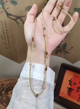 原创新中式手工挂绳百搭文艺国风吊坠绳和田玉翡翠黄金项链绳复古