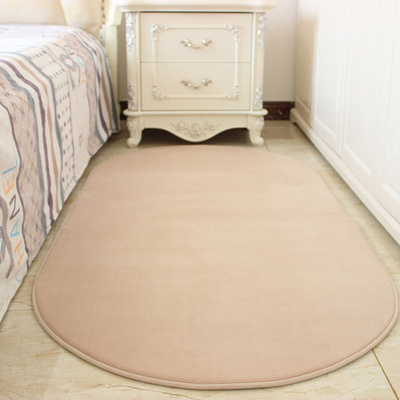 椭圆形短毛珊瑚绒客厅茶几地毯